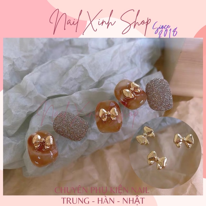 [ Mới ]  charm trang trí móng nail - cặp charm nơ hot nail nghệ thuật