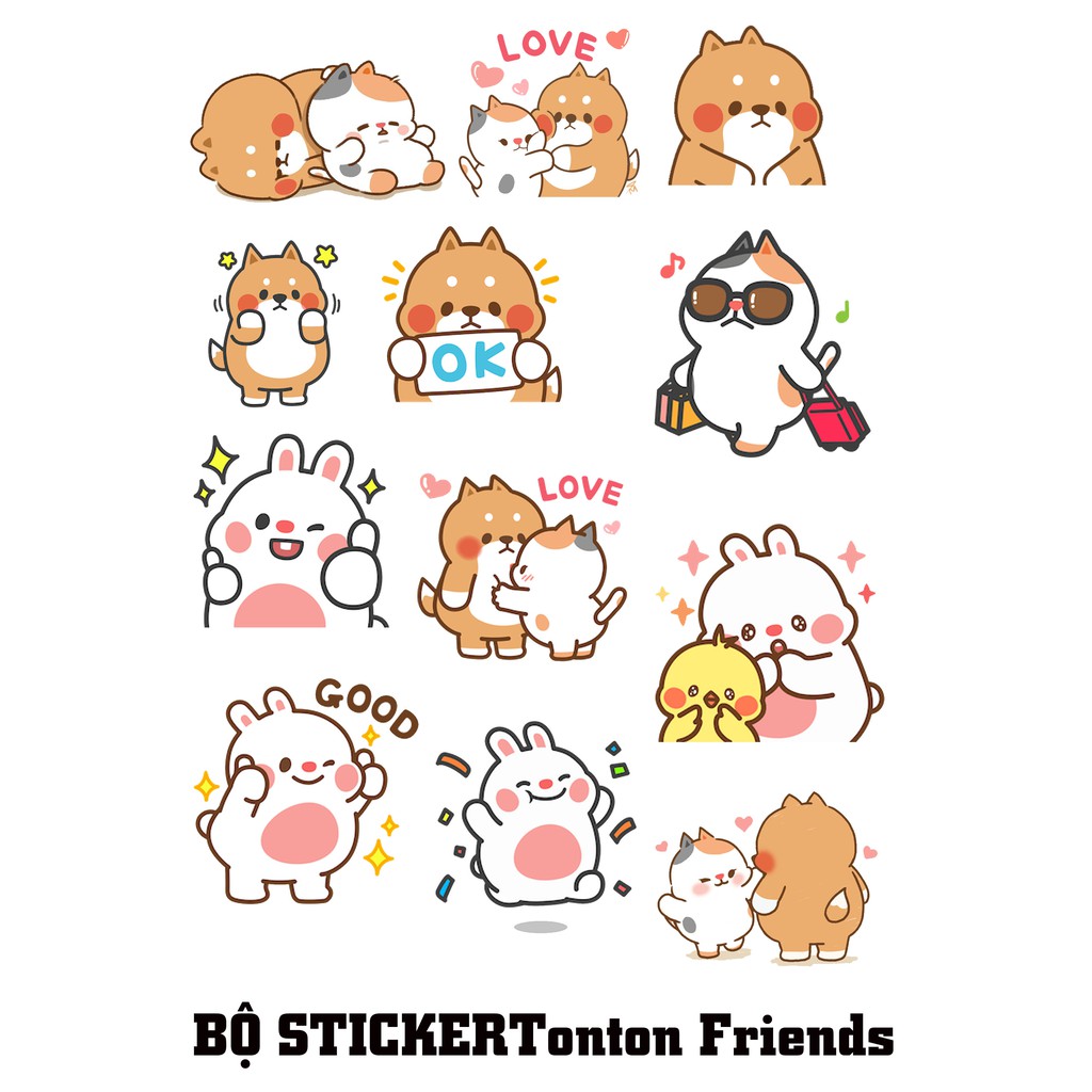 Bộ 12 miếng Sticker  LỚN chủ đề doraemon kute . corgi . one piece  dán nón bảo hiểm chống thấm nước kích thước từ 7 -8cm