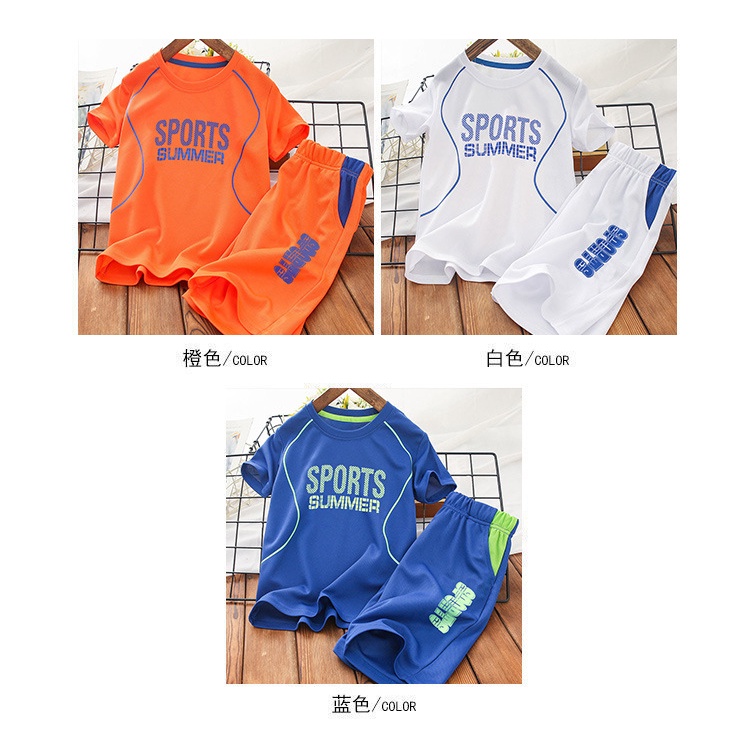Bộ Đồ Thể Thao Áo Thun Tay Ngắn Phối Lưới Thoáng Khí 90-150cm Thời Trang Cho Bé