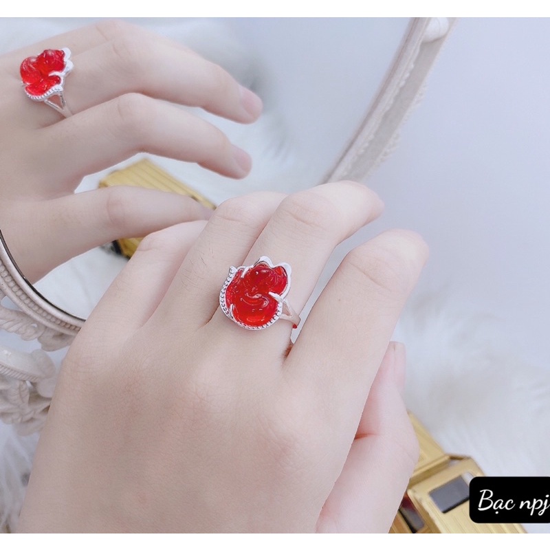 Nhẫn hồ ly viền đá phong thuỷ,Bạc BNP