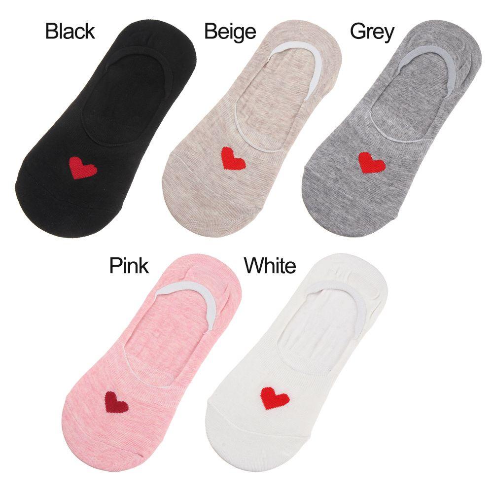 ME Set 5 Đôi Vớ Cổ Thấp Hoạ Tiết Trái Tim Đáng Yêu