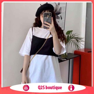 Set áo váy kaki rời thun kaki buộc nơ trước sau mặc 3 kiểu ulzzang