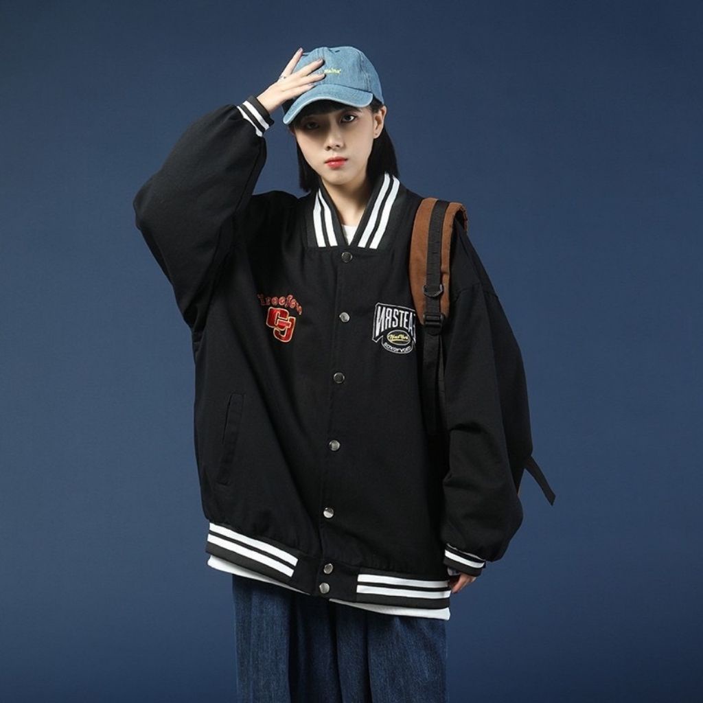 Áo khoác bóng chày kiểu dáng bomber unisex form rộng AKD11 LECHAU chất liệu dù cao cấp