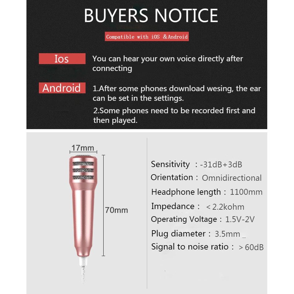 Micro Mini Có Dây Jack 3.5mm Kết Nối Với Điện Thoại Và Máy Tínhi/Đồ chơi trẻ em người lớn