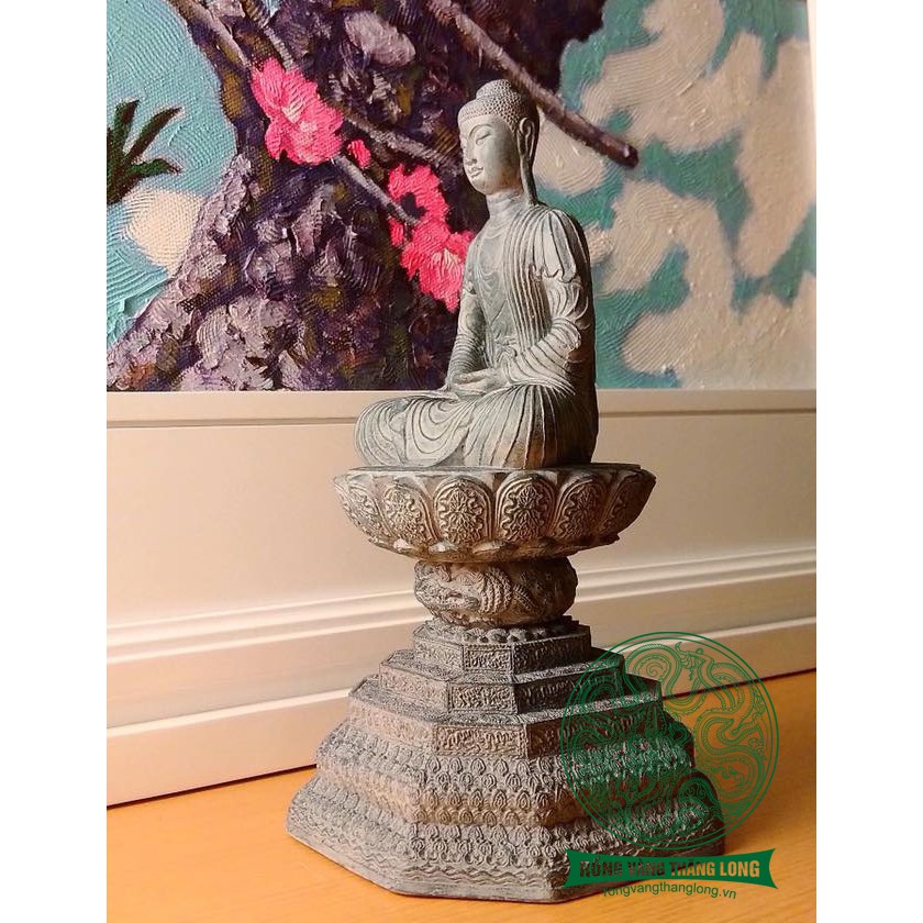 Tượng A Di Đà thời Lý 24cm – Màu Đá