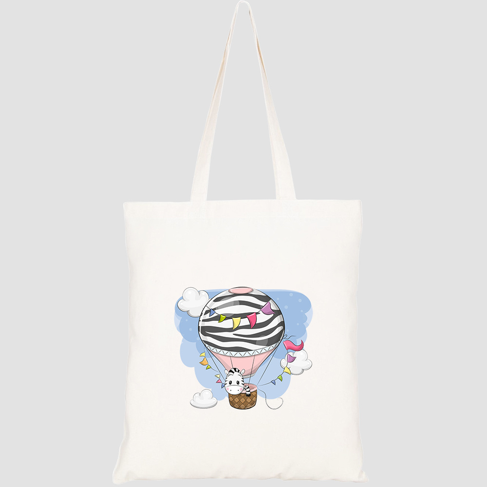 Túi vải tote canvas HTFashion in hình cute cartoon zebra flying on HT481