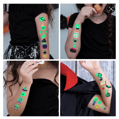 💥💥Miếng Dán Hình Xăm Halloween Dạ Quang Tạm Thời Chống Nước Hoạt Hình Truyền Nghệ Thuật Thân Thể 💥💥Cánh Tay Bí Ngô 00093