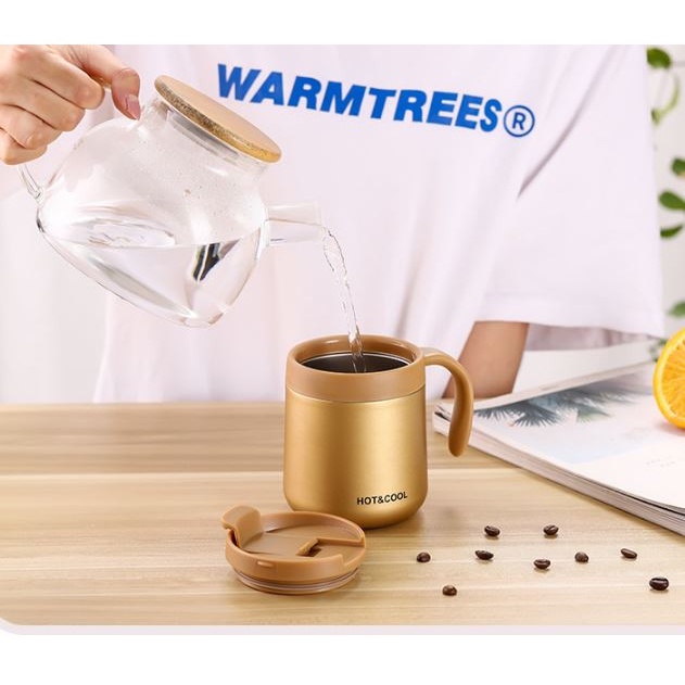 [Có sẵn] Cốc Giữ Nhiệt HOT&amp;COOL Sang Xịn Có Tay Cầm, Chất Liệu Inox Cao Cấp Dung Tích Lớn 350ml/500ml