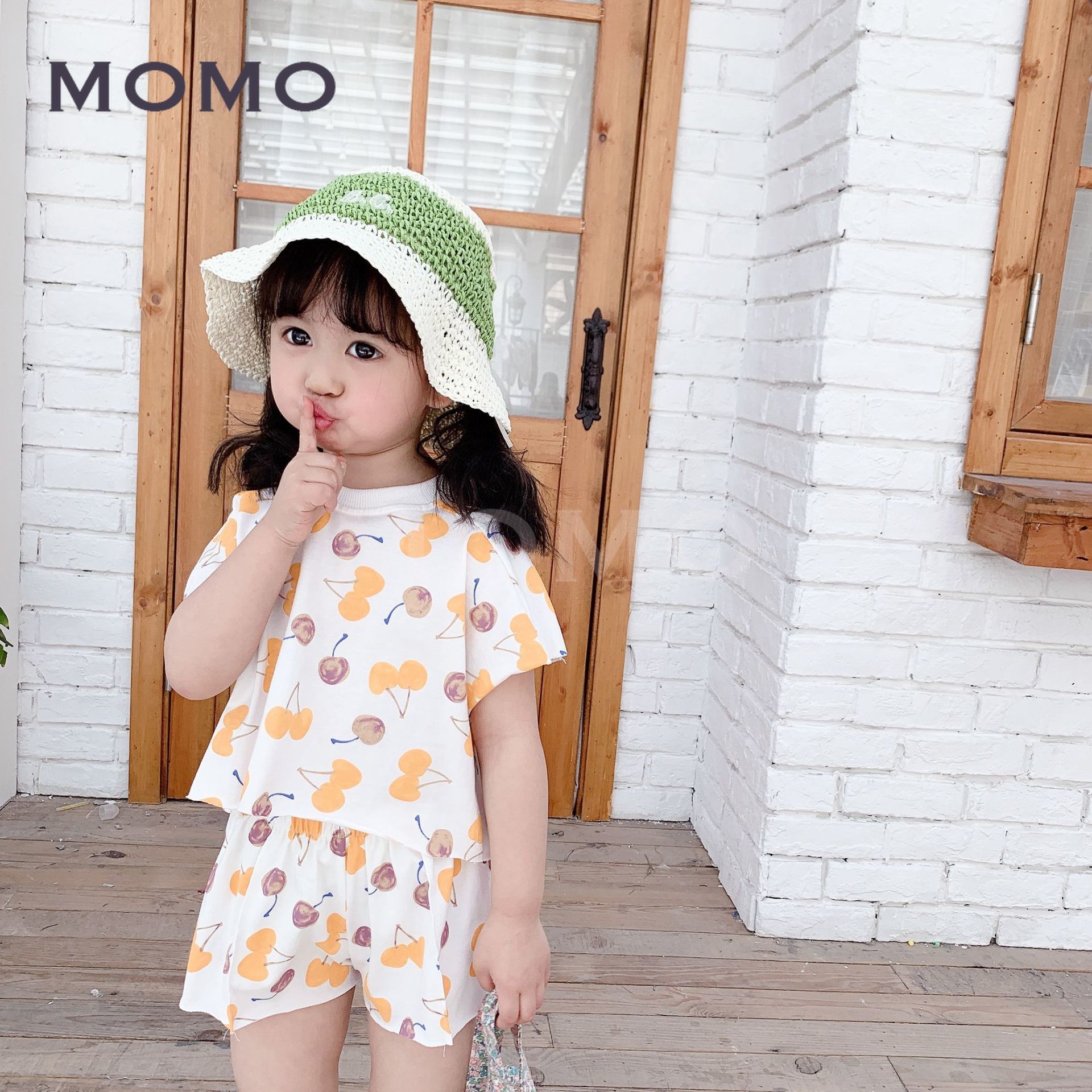 Bộ Áo Thun In Hình Cherry + Quần Short Cho Bé 1-8 Tuổi