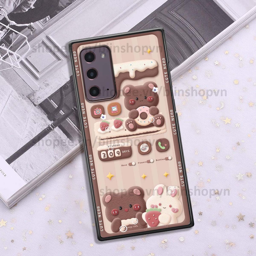 Ốp Samsung Note 20 in 3D icon gấu nổi siêu xinh, siêu đáng yêu, cá tính phong cách