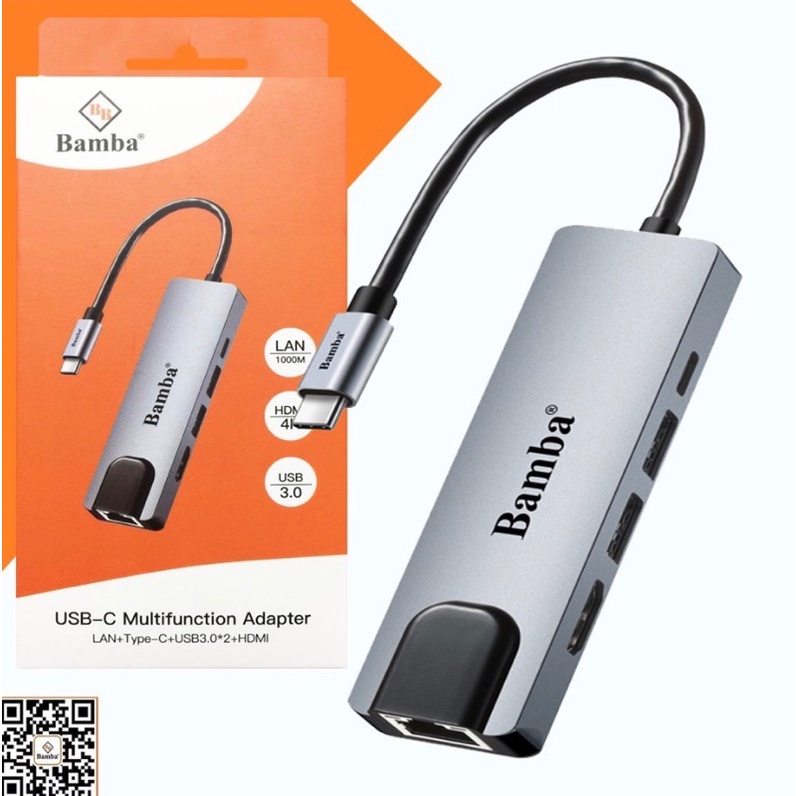 (Hàng chính hãng) HUB CHUYỂN ĐỔI USB-C - 2 USB 3.0+ 1 USB C+ 1 HDMI+ 1 RJ45 (1000) BAMBA B7 (5.1) | BigBuy360 - bigbuy360.vn