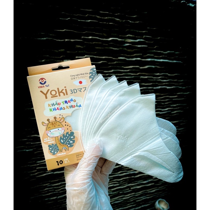 Set 10 cái khẩu trang 3D trẻ em yoki mask