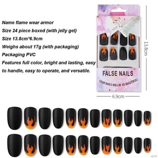 Set 24 Móng Tay Giả Họa Tiết Ngọn Lửa
