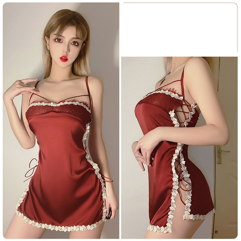 Set Đồ Ngủ LEOSOXS Vải Lụa Satin Phong Cách Quyến Rũ Cho Nữ