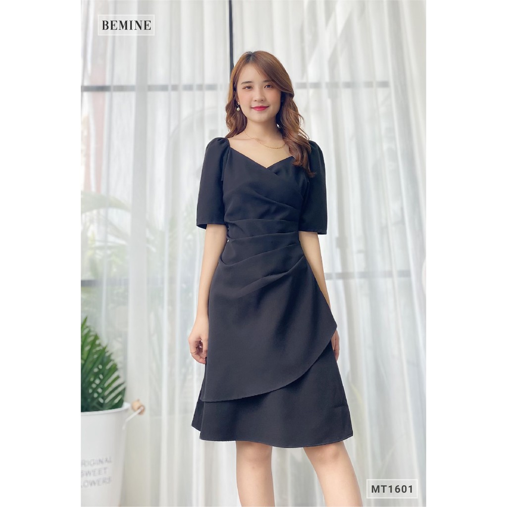 Đầm chun vai xếp li thân BEMINE MT1601DEN | BigBuy360 - bigbuy360.vn