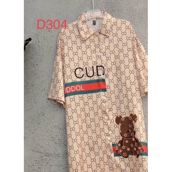 váy ngủ mặc nhà sơmi lụa Quảng Châu cao cấp chó cam