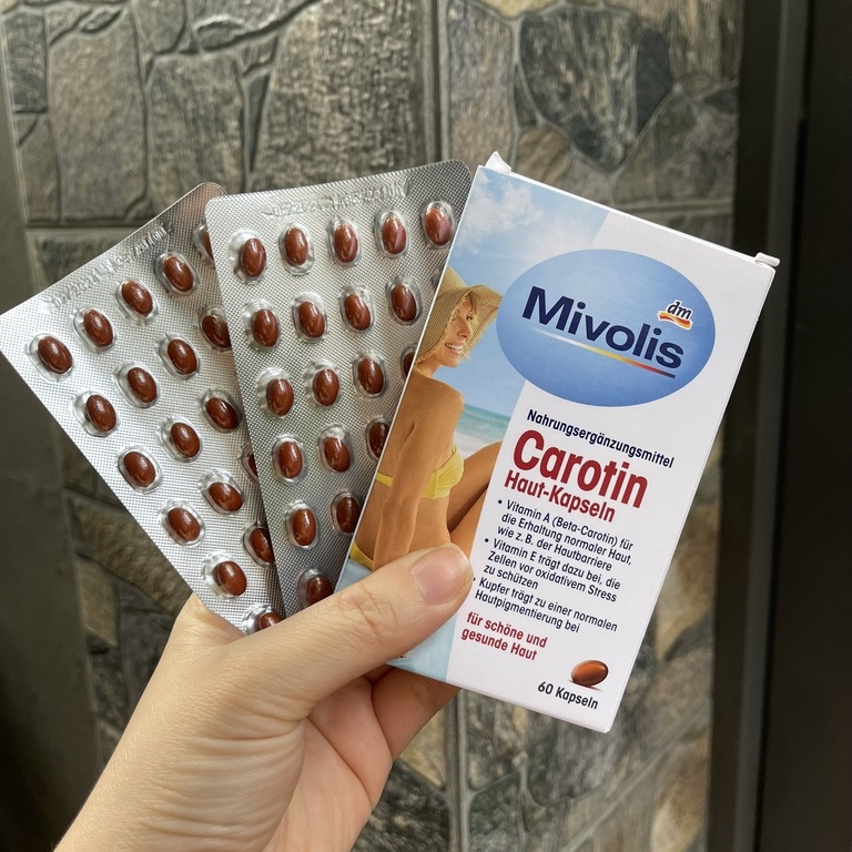 Viên Uống Chống Nắng Trắng Da Mivolis Carotin Đức - VIÊN UỐNG CHỐNG NẮNG NỘI SINH