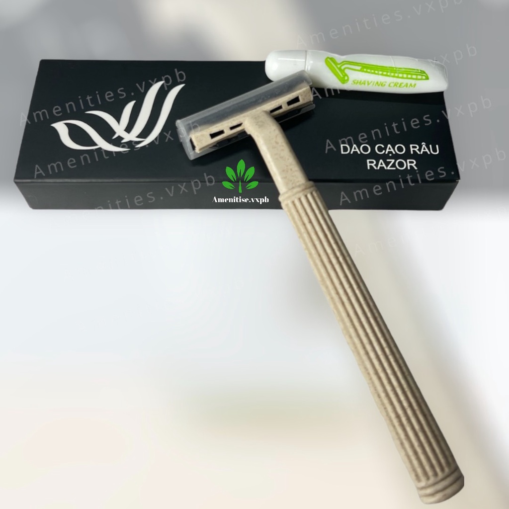 100 dao cạo lúa mạch mẫu 01 đựng vỏ hộp giấy (mẫu cánh chim) dùng 1 lần cho khách sạn