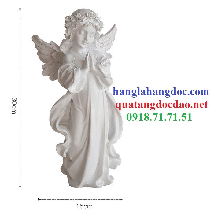 Tượng thiên thần có cánh cầu nguyện phong cách vintage cổ điển (cao 30cm)