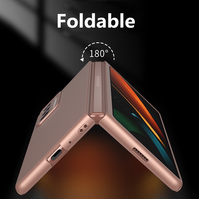 Samsung Galaxy Z Fold 2 Hard PC Foldable Case Back Cover Built-in 9H Tempered Glass Screen Protector,Full Protection Ultra Slim with Tempered Glass Film Case Cover for Samsung Galaxy Z Fold 2