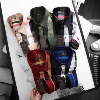 [bigsize <130kg] Áo sơ mi nam sọc caro burberry dài tay bigsize