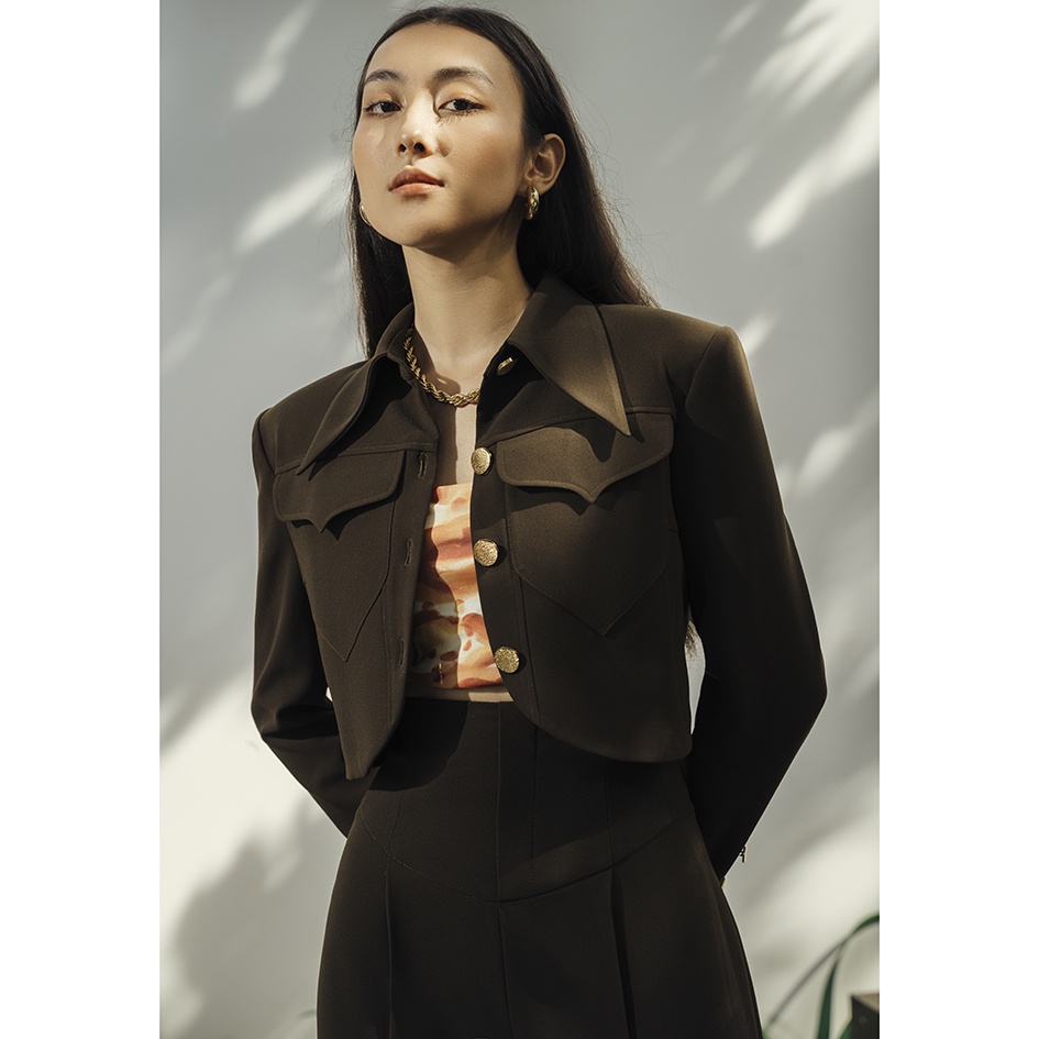 REINA - Croptop Lượn Túi Ôp và Quần Xuông Corset