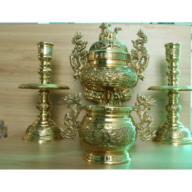 Bộ lư đồng và bát hương 36cm