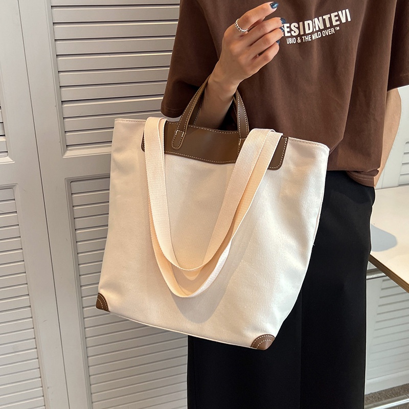 Túi Đeo Vai Vải canvas Dung Tích Lớn Đơn Giản Cho Nữ