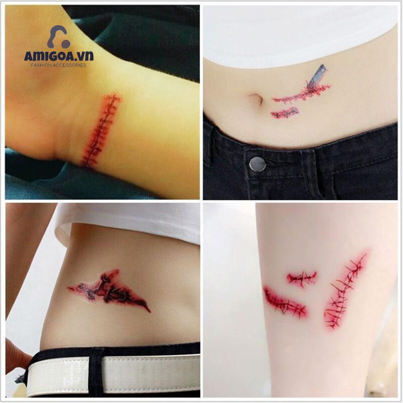 Miếng Dán Hình Xăm Chống Nước Phong Cách Halloween Kinh Dị Độc Đáo
