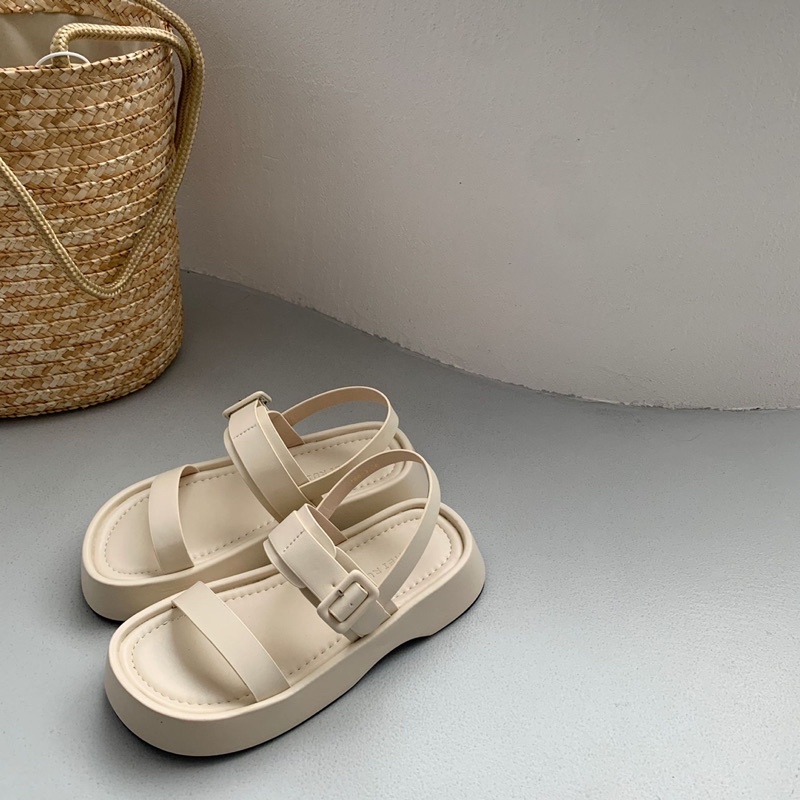 Dép sandal nữ 2 quai đế dày hot trend 2022 ba màu thời trang