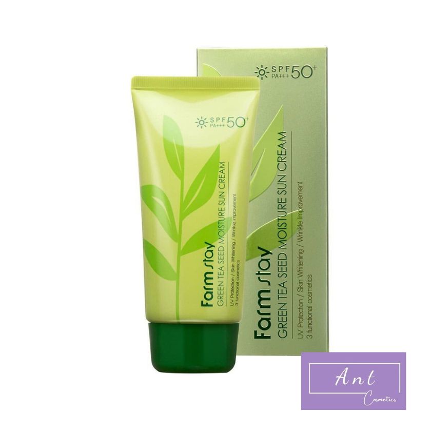 Kem chống nắng trà xanh dưỡng ẩm Hàn Quốc Farmstay SPF50+ PA+++ Hàn Quốc Green Tea Seed Moisture Sun Cream 70g