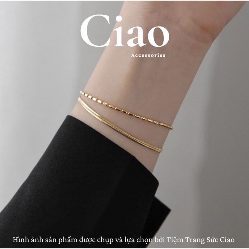 Vòng tay/ Lắc tay titan không gỉ thiết kế dây chuỗi 2 lớp phong cách trendy đơn giản Pollar Ciao