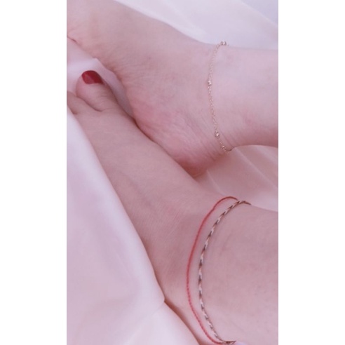 Bộ 3 lắc chân phong thủy may mắn hạnh phúc chỉ đỏ, ngũ sắc xích bi vàng Thuylamshop