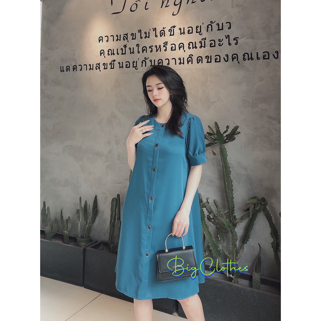 Váy đầm bigsize BigClothes chất lụa xanh công sở BC019 | BigBuy360 - bigbuy360.vn