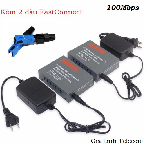 Bộ chuyển đổi quang điện Netlink 3100 AB - 1 Cặp - Kèm 2 Đầu FastConnect Converter quang 100Mbps