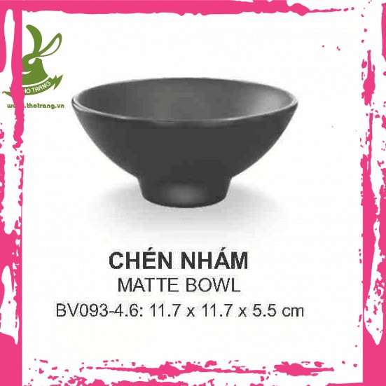 [Mẫu Mới]Chén Ăn Cơm Trơn Màu Đen Nhám Kiểu Hàn Quốc Nướng BBQ 11.7*5.5cm Srithai Superware BV093-4.6