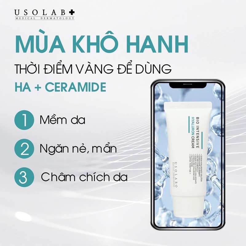 Kem Dưỡng Ẩm HA Thủy Phân USOLAB BIO INTENSIVE HYALURON CREAM 50ml (Mẫu Mới)