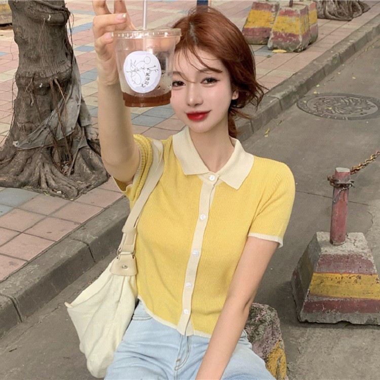  Áo polo Dệt Kim Tay Ngắn Chất Liệu Lụa Lạnh Mỏng Dành Cho Nữ 38-60kg | BigBuy360 - bigbuy360.vn