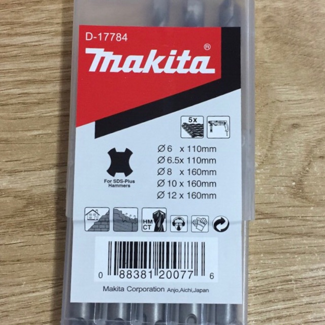 Bộ mũi khoan bê tông đầu gài SDS Makita D-17784