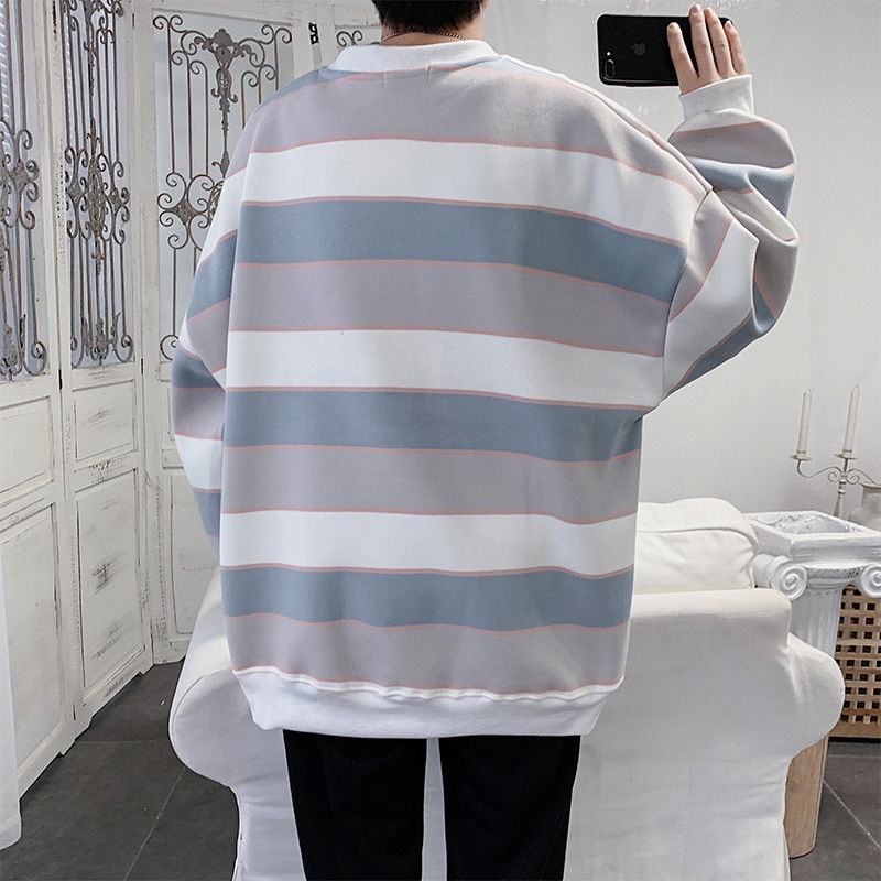 [Mã 12FASHIONSALE1 giảm 10K đơn 50K] áo sweater thun tay dài kẻ sọc sáng rộng phong cách thời trang trẻ trung nam nữ | BigBuy360 - bigbuy360.vn