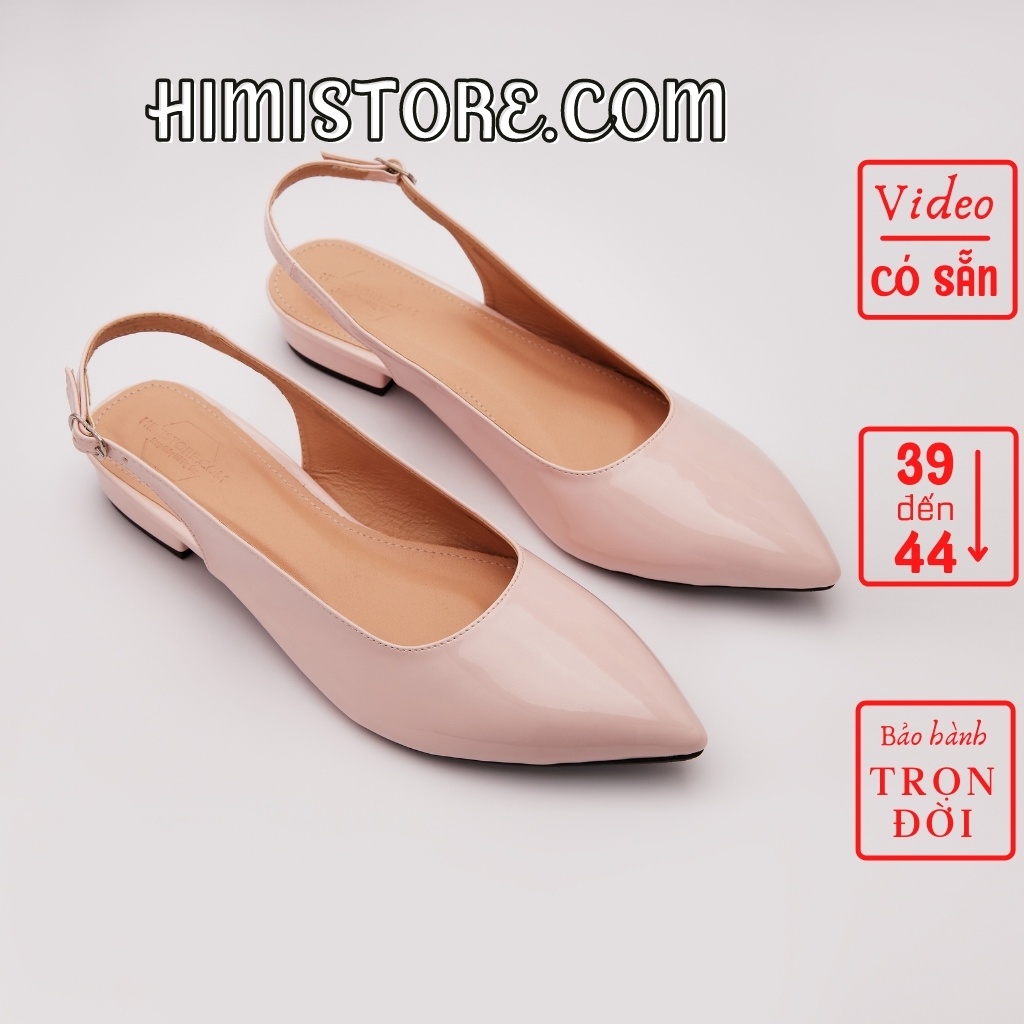 [CÓ SẴN] Sục Size To Nữ 39 Đến 44 Giày Sandal Mũi Nhọn Da Bóng Basic Công Sở Thương Hiệu Himistore