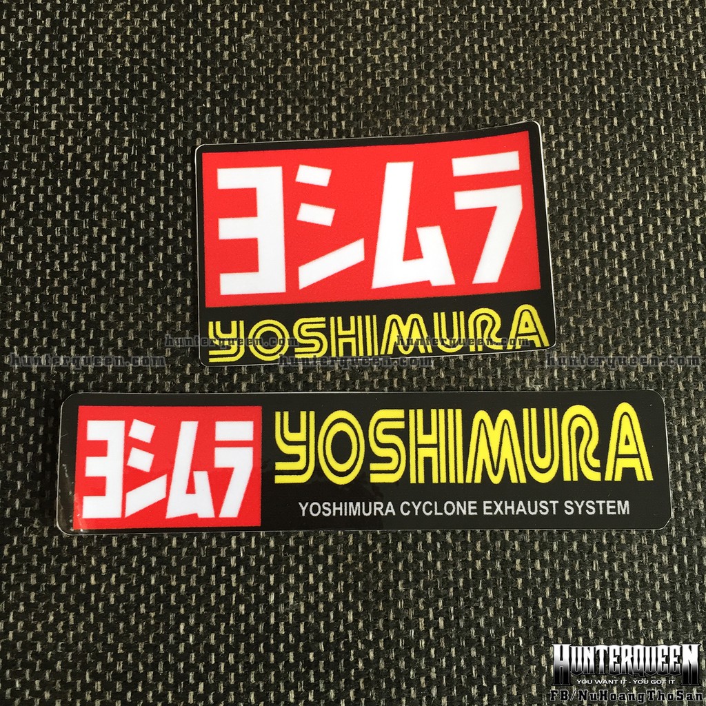 Logo YOSHIMURA[6.9x4.5cm] Hình dán decal siêu dính, chống nước, tem đua trang trí xe máy