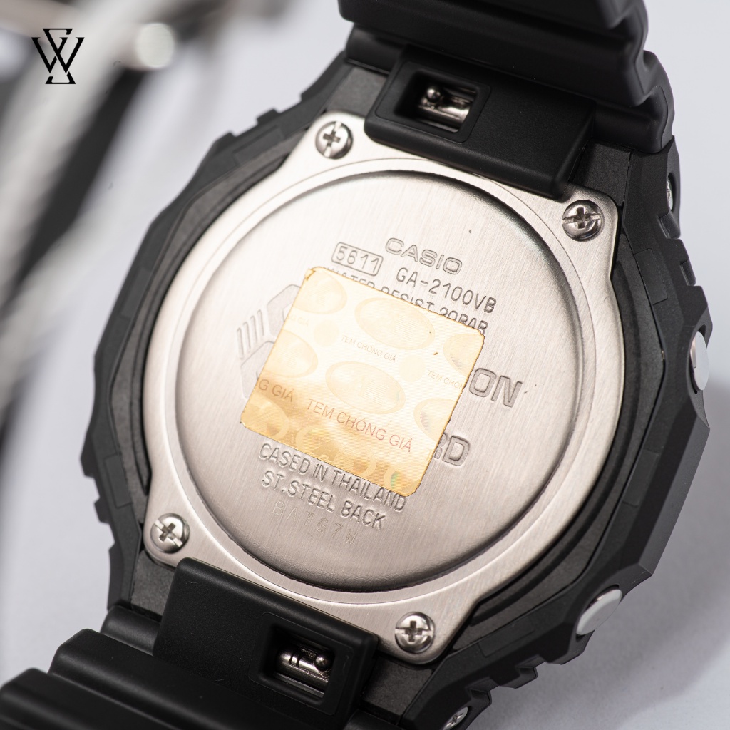 Đồng Hồ Quartz Nam Casio G-Shock GA-2100VB-1ADR Thiết Kế Mặt Kính Khoáng 45.4mm, Dây Cao Su Và Vỏ Nhựa Bền Bỉ