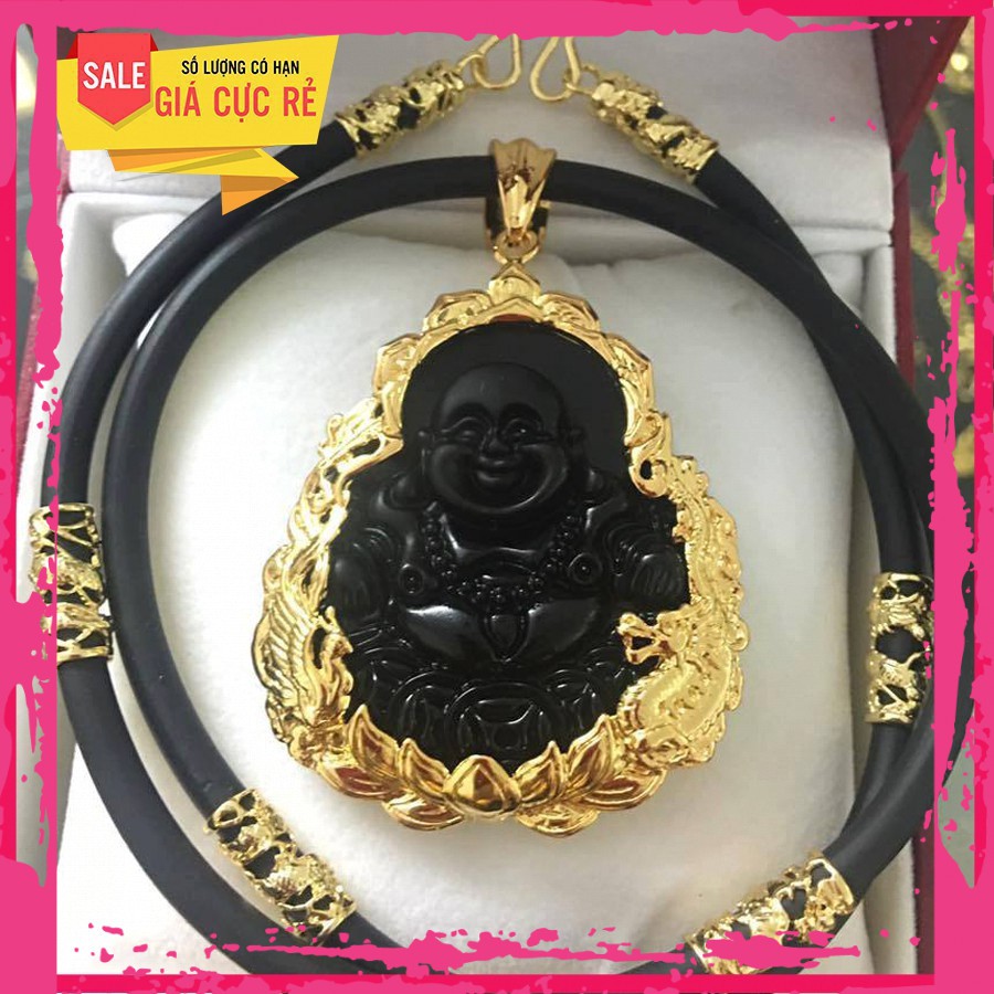 ♥️Freeship 99k TQ_Mặt phật di lặc phong thủy may mắn ( đen ) + tặng 1 dây cao sụ mạ vàng