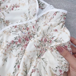 Đầm midi hoa cổ tàu xẻ đùi