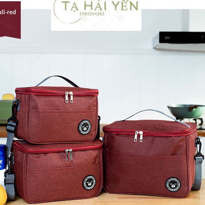 🔥🔥 🔥 Túi giữ nhiệt đựng đồ ăn GẤU BAGS cao cấp, 2 ngăn, có quai đeo, 3 lớp cách nhiệt, khoá kéo kép, túi đựng cơm cỡ lớn