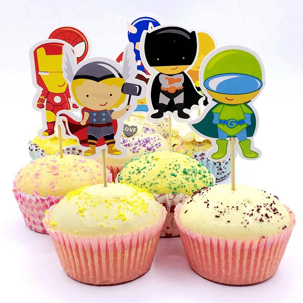 24 CÁI Mô Hình Hoạt Hình Đáng Yêu Trẻ Em Sinh Nhật Cupcake Toppers Lựa Chọn Bánh Tiệc Trang Trí Cờ Tăm