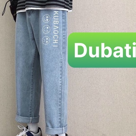 Quần Jeans Baggy Rộng, Quần Jean Nam Ống Suông Rộng In Hình Mặt Cười Kubaochi-  DUBATI FASHION