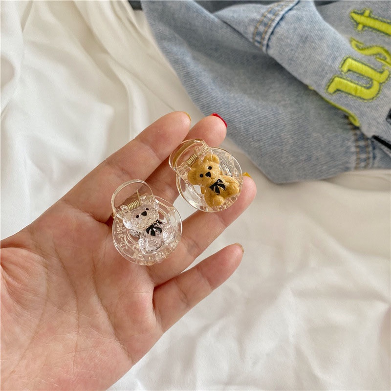 Kẹp Tóc Mái Bằng Nhựa resin Hình Gấu Hoạt Hình Kiểu Hình Học ins Dễ Thương Bắt Mắt