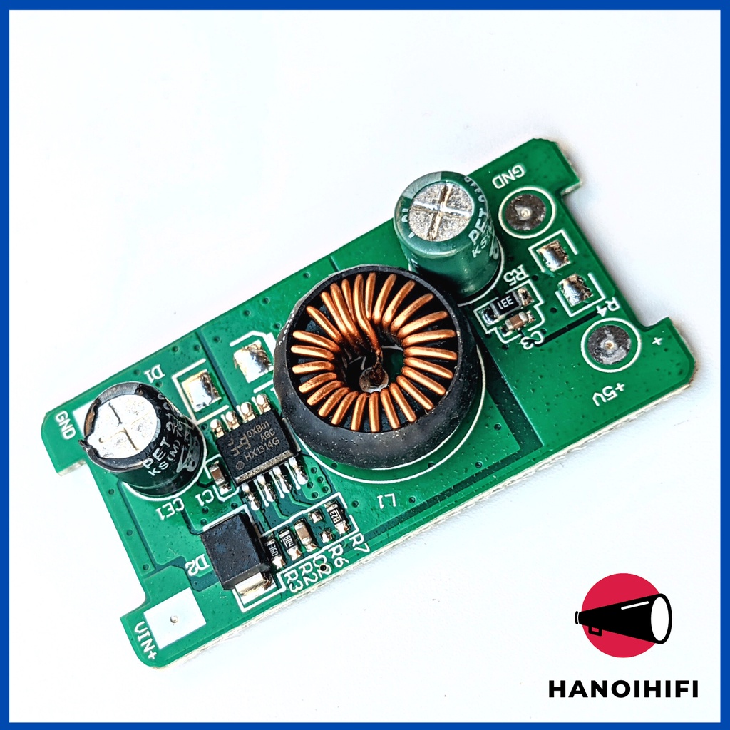Mạch hạ áp mini 12 đến 24V xuống 5V (2.4A), nguồn sạch nhỏ gọn cho hệ thống âm thanh tiện ích